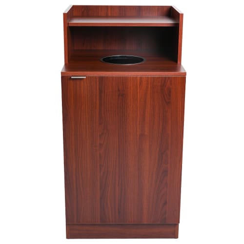 Alpine Industries 38 Gallon Mahogany Finish Wooden Tray Top Waste Enclosure Can